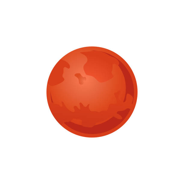 ilustraciones, imágenes clip art, dibujos animados e iconos de stock de marte planeta rojo del sistema solar en estilo plano aislado sobre fondo blanco. - mars