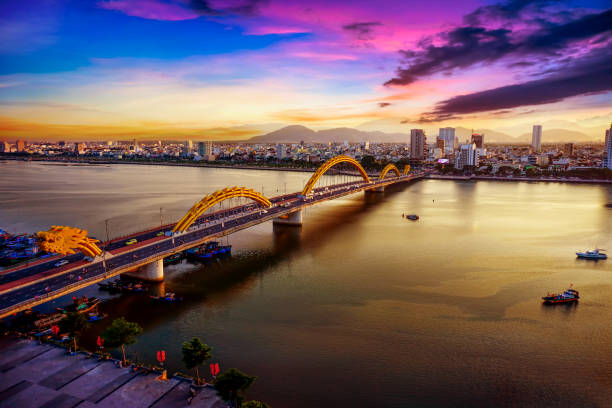 istock Da Nang Dragon bridge at sunset. 1154902356