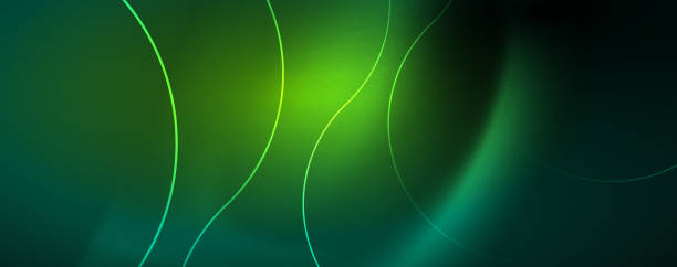 istock Shiny neon lines template - northern lights glowing blur lines. Futuristic style glow neon 80s disco club or night party techno template 1154907183