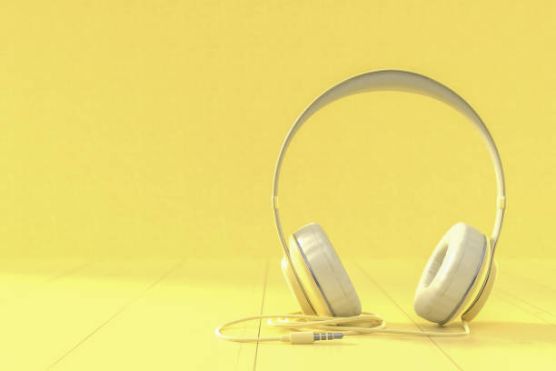 istock minimal idea concept. yellow headphone 1154910667