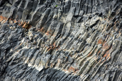 Black basalt column formation in Vik, Iceland