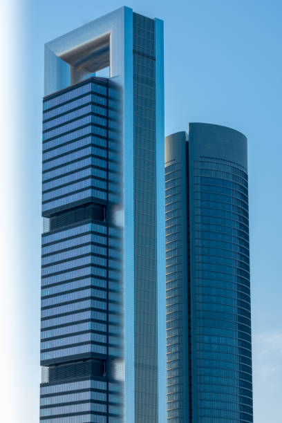Towers in Madrid skyline, Spain stock photo