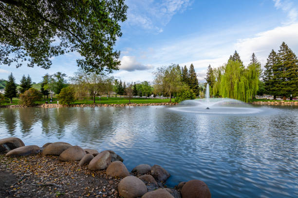 Old Danville Ranch Park Walking around the footpath of the Old Danville Ranch and War Memorial Park. pond fountains stock pictures, royalty-free photos & images