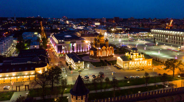 istock Night aerial view of Assumption Cathedral inTula 1154916628
