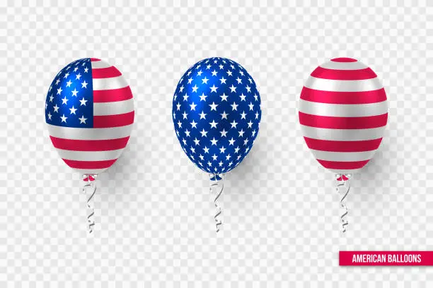 Vector illustration of USA glossy balloons design of American flag.