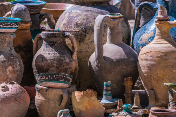 istock Exposition of traditional old Uzbek pottery 1154923768