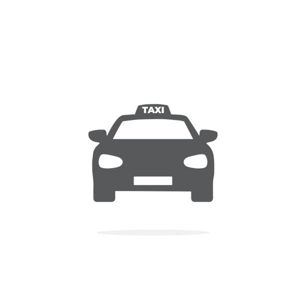 ilustraciones, imágenes clip art, dibujos animados e iconos de stock de icono de taxi sobre fondo blanco. - taxi