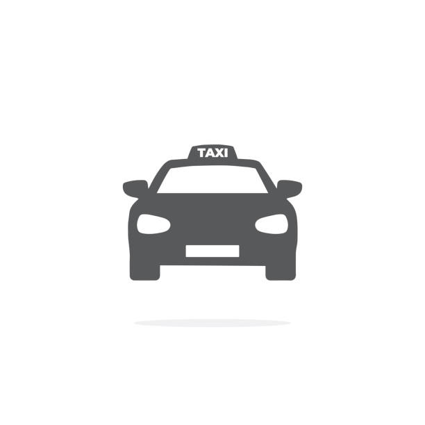 白い背景にタクシーのアイコン。 - タクシー点のイラスト素材／クリップアート素材／マンガ素材／アイコン素材