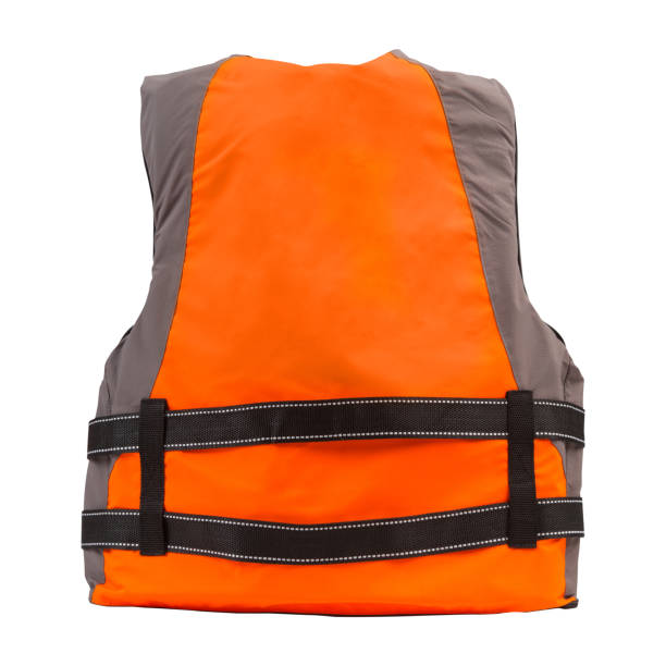istock orange life jacket on white background, view from the back, water safety concept 1154926580
