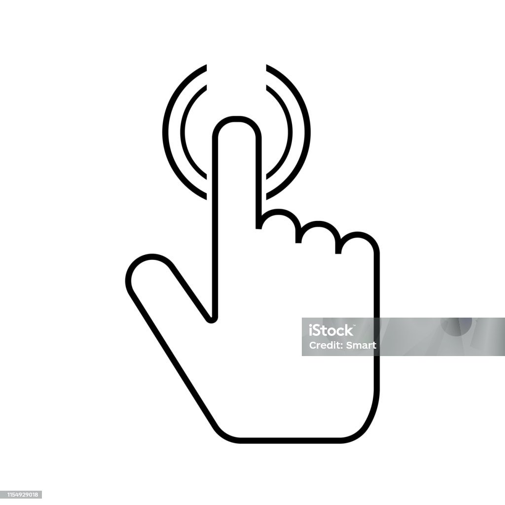 Nhấn Nút Biểu Tượng Bàn Tay Trên Nền Trắng Con Trỏ Chuột Máy Tính ...