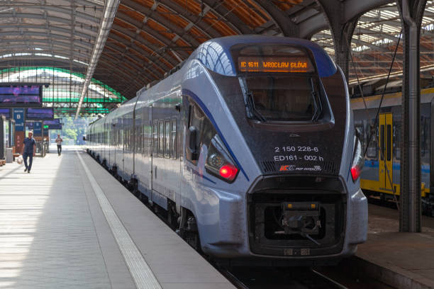 Wroclaw, Poland - June 05 2019: Pesa Dart train operated by PKP Intercity at Wrocław główny railway station.