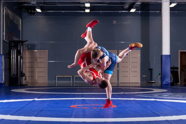 istock Two young sportsmens wrestlers 1154932110