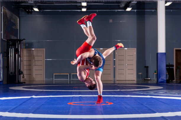 istock Two young sportsmens wrestlers 1154932202