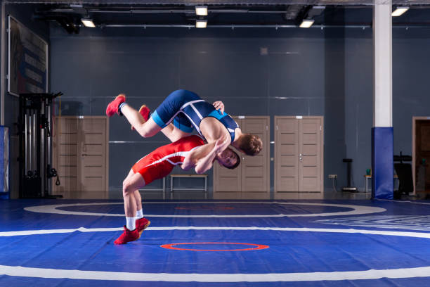 istock Two young sportsmens wrestlers 1154932233