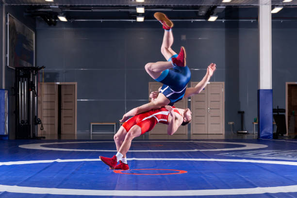 istock Two young sportsmens wrestlers 1154932351