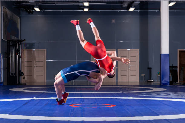 istock Two young sportsmens wrestlers 1154932383