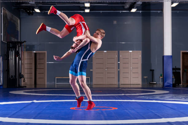 istock Two young sportsmens wrestlers 1154932524