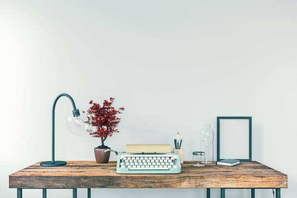 istock Old typewriter on a desk, concept of writing, journalism, creating a document, nostalgia, 3d rendering 1154942146