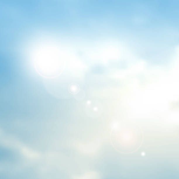 Blue summer sky background with lens flares - abstract summer concept Natural backdrop image morning sky stock illustrations
