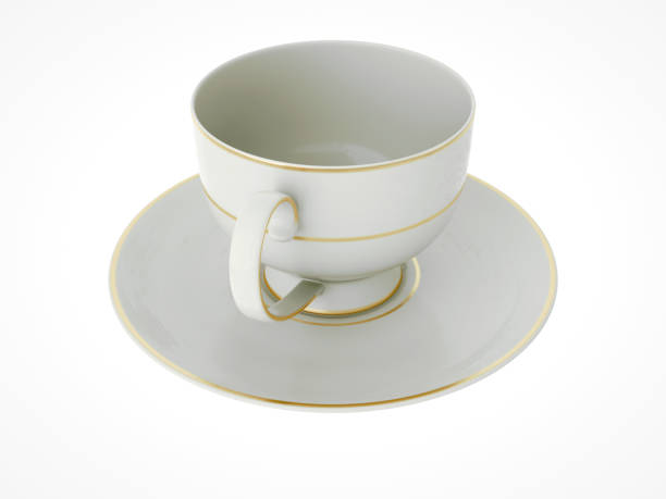 istock Isolated antique porcelain cup with gold on white background. 3D Illustration 1154945876