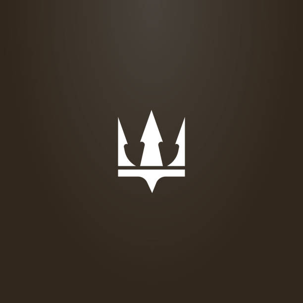 ilustrações de stock, clip art, desenhos animados e ícones de simple flat art vector sign of crown or trident poseidon - trident