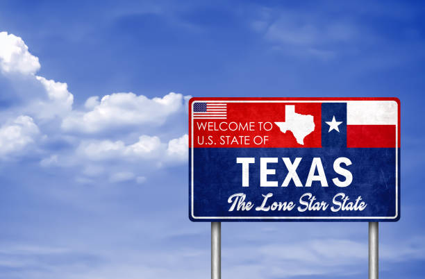 Welcome sign to the US State of Texas in America stock photo