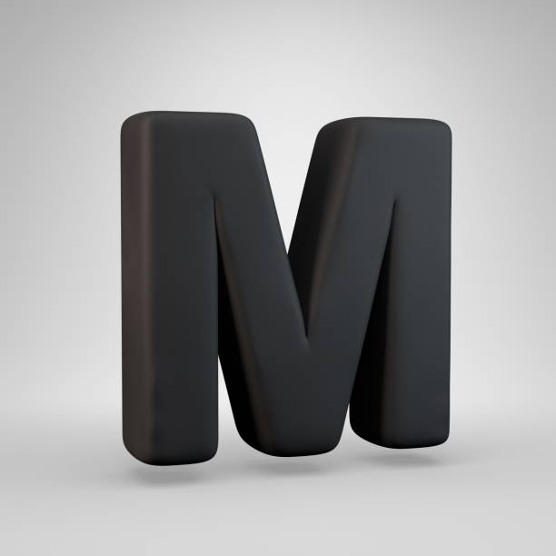 istock Black rubber uppercase letter M isolated on white background. 1154949340