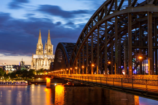 istock Night in Cologne at the river Rhine 1154950348