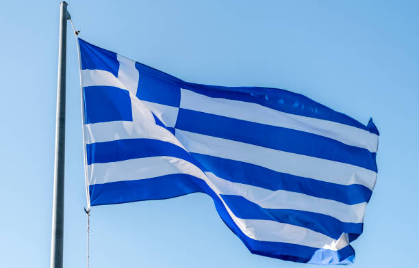 istock Greece flag waving on the wind 1154950449