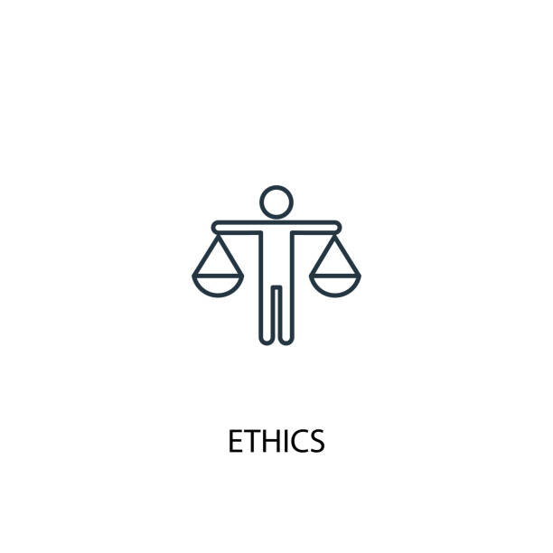 ethics concept line icon. Simple element illustration. ethics concept outline symbol design. Can be used for web and mobile UI/UX ethics concept line icon. Simple element illustration. ethics concept outline symbol design. Can be used for web and mobile UI/UX code of ethics stock illustrations