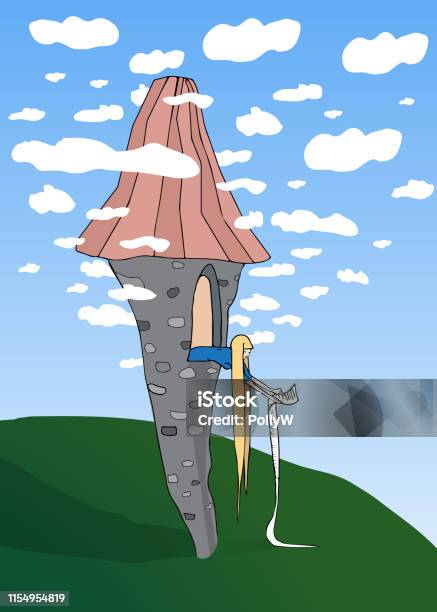 Long Hair Princess In Magic Tower Holding Very Long Wish List Cute And  Funny Caricature Cartoon Character In Fantasy Style Stock Illustration -  Download Image Now - iStock
