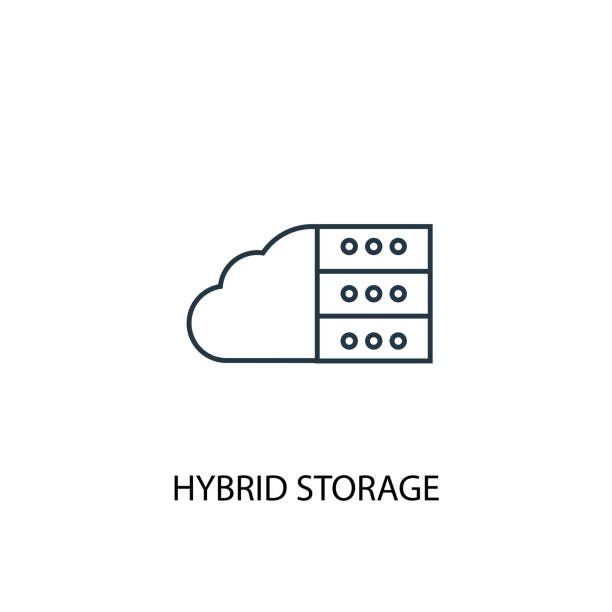 Hybrid Storage concept line icon. Simple element illustration. Hybrid Storage  concept outline symbol design. Can be used for web and mobile UI/UX Hybrid Storage concept line icon. Simple element illustration. Hybrid Storage  concept outline symbol design. Can be used for web and mobile UI/UX hybrid vehicle stock illustrations