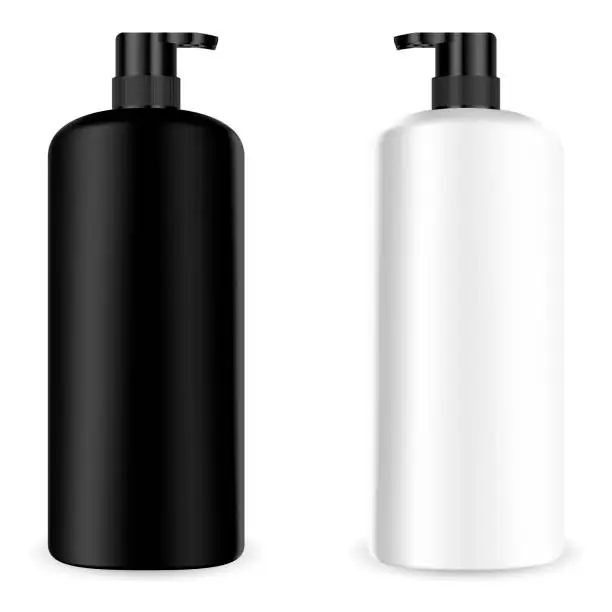 Vector illustration of Pump Dispenser Bottle. Cosmetic Container Mockup.