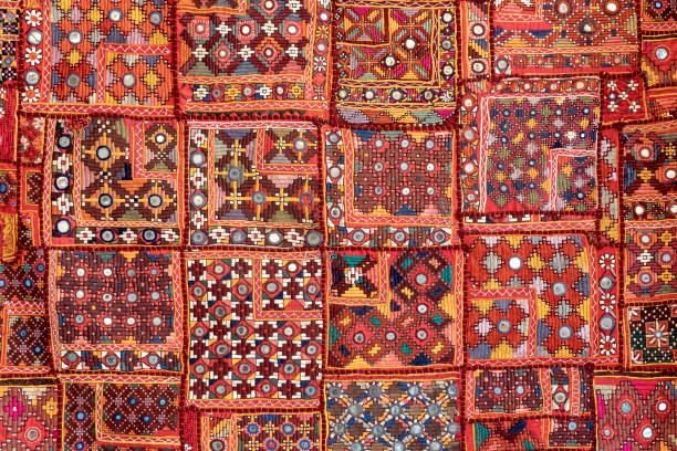 istock Detail old patchwork carpet, India. Close up 1154962332