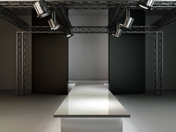 istock Empty fashion runway podium stage interior realistic background 3d render illustration 1154963550