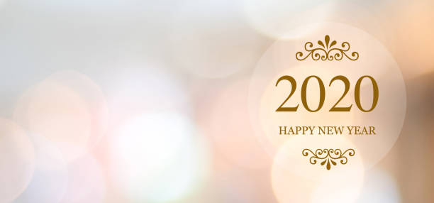 istock Happy New Year 2020 on blur abstract bokeh background with copy space for text, new year greeting card, banner 1154963868