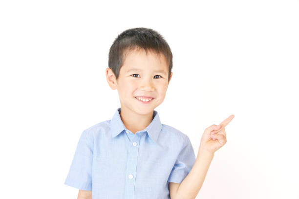 Japanese children on white background
