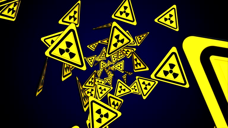 Nuclear, Radiation Hazard Danger Symbols Animation, Rendering, Background, Loop