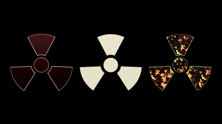 Nuclear, Radiation Hazard Danger Symbols Animation, Rendering, Background, Loop