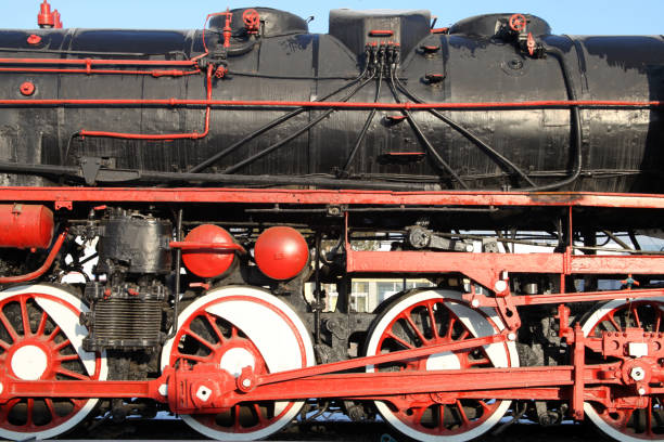 Red valves control the steam flow in a vintage locomotive, reflecting the engineering of historical railway systems.