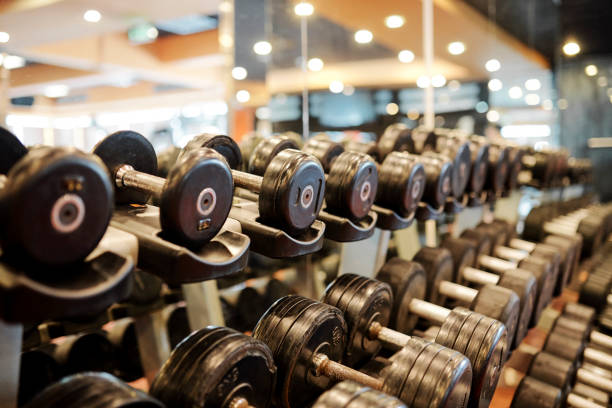 istock Fitness club with dumbbells 1154968686