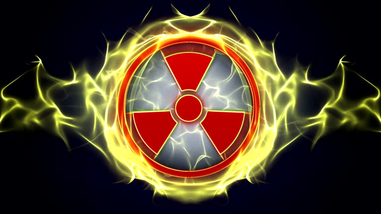 Nuclear, Radiation Hazard Danger Symbols Animation, Rendering, Background, Loop