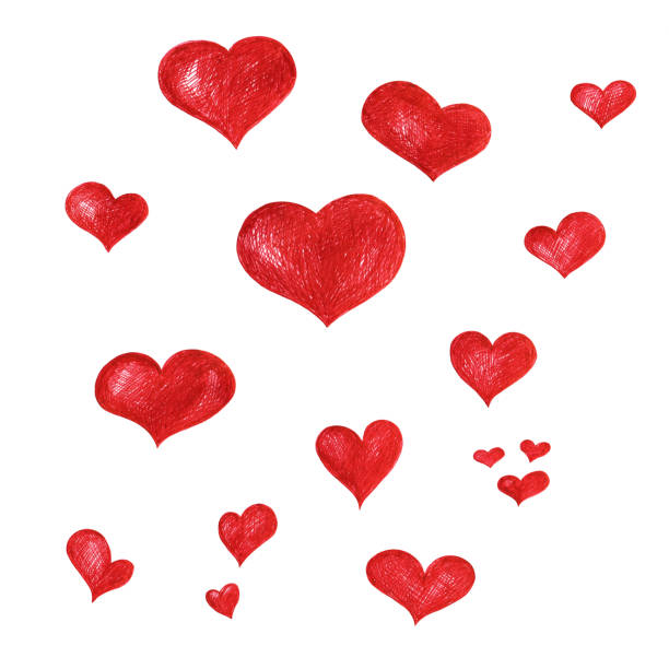 istock A set of red hand-drawn hearts for design, composition, greetings 1154968862