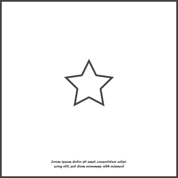 Vector illustration of Vector icon five-pointed star on gray background on white isolated background.