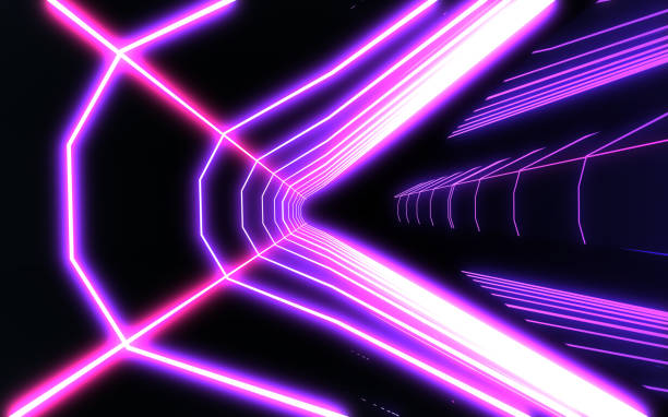 istock 3D neon tunnel with neon light 1154970674