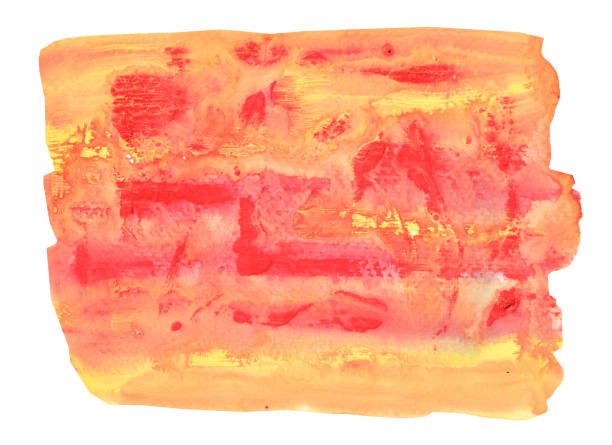 istock Red and orange color stains flow on yellow surface 1154971025