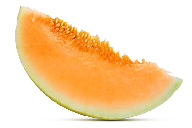 cantaloup wyizolowany na białym tle - melon watermelon cantaloupe portion zdjęcia i obrazy z banku zdjęć