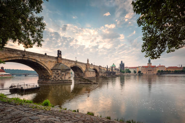 istock Vltava river and Charles bridge in Prague 1154975011
