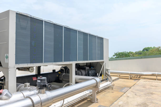 istock air conditioning units on rooftop with aluminium pipe housing 1154977986