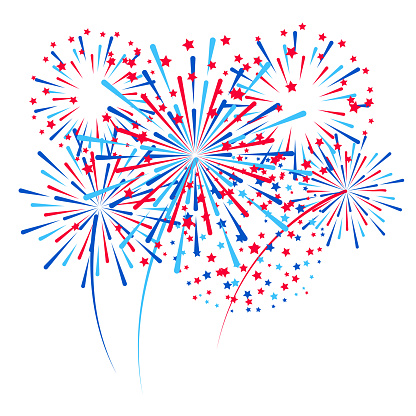 Group of fireworks elements for Independence day design